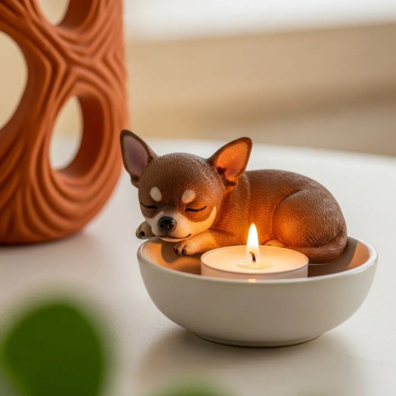 Home Creative Cute Dog Tea Lamp Holder