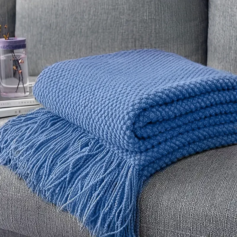 Cozy Morandi Blue Throw Blanket