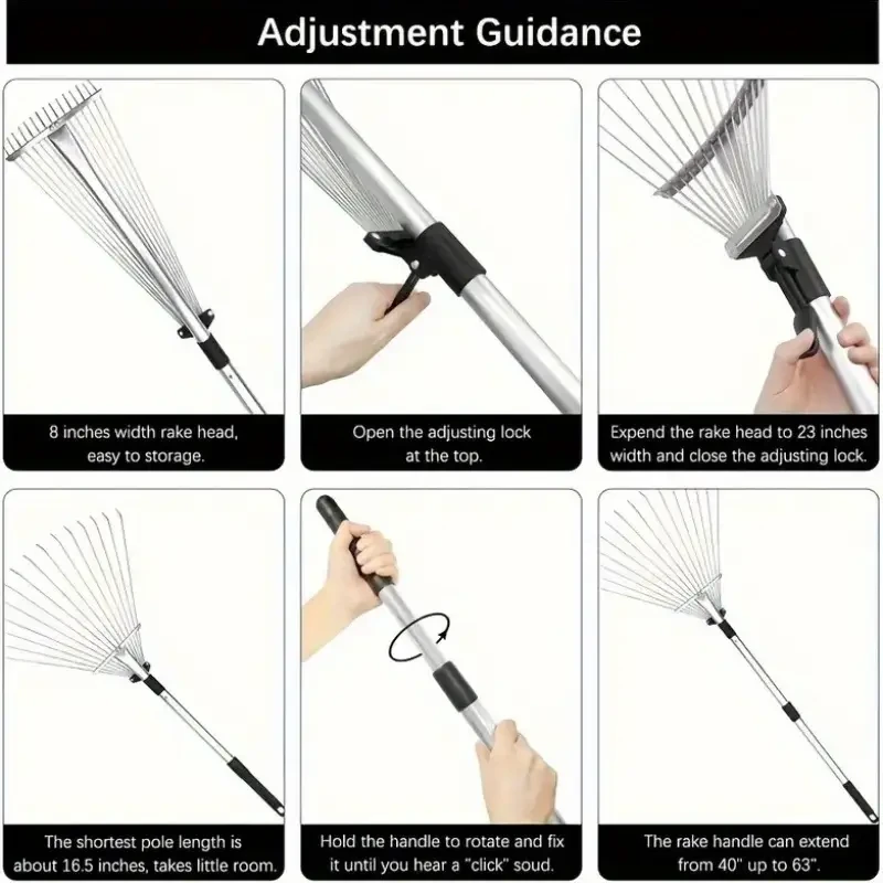 Adjustable Stainless Steel Rake