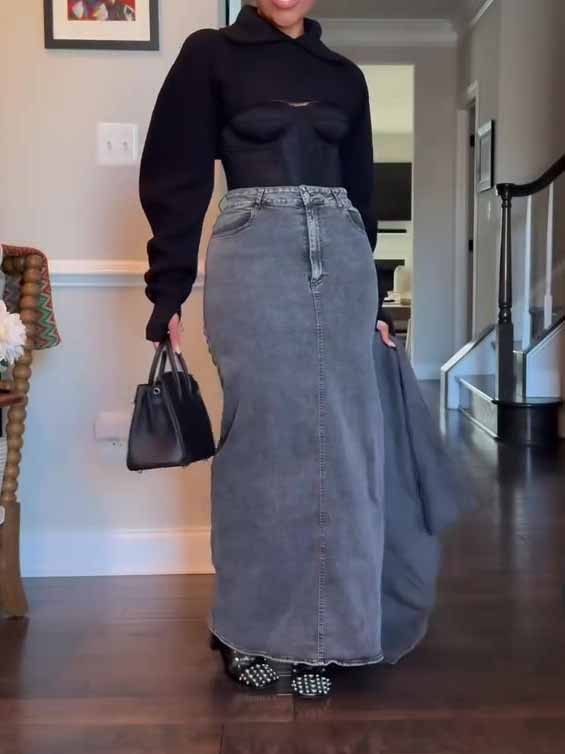 Denim Skirt Maxi