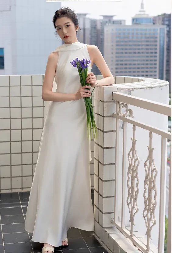 White Satin Dress