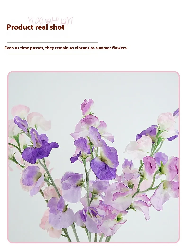High Quality Artificial Flower Single Stem Pea Flower Simple Home