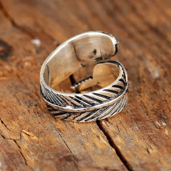 Christmas Pre-SaleBoho Feather Turquoise Adjustable Ring