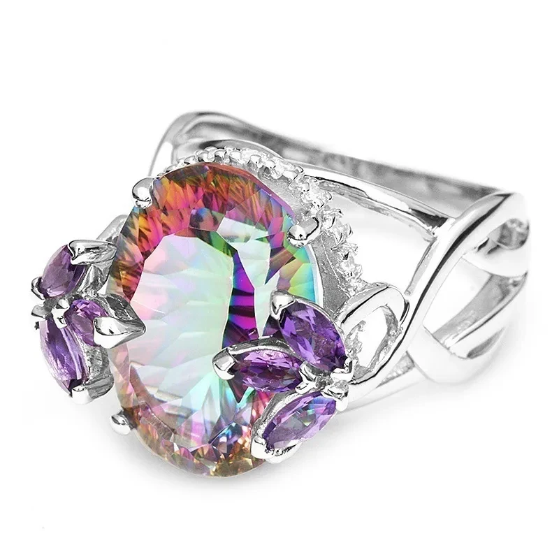 Colorful zircon princess ring