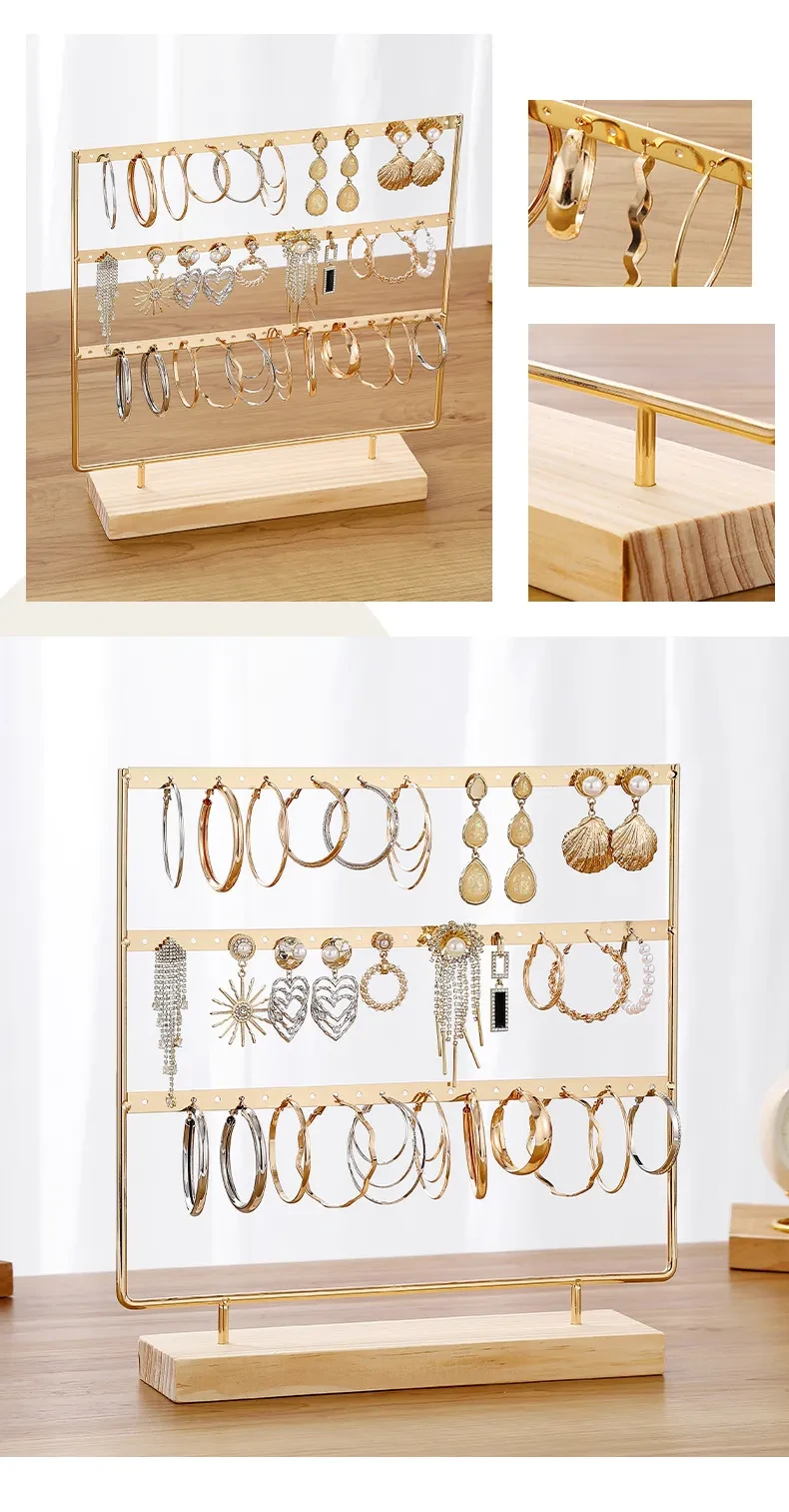Solid Wood Household Earrings Storage Jewelry Rack Hanging Display Stand