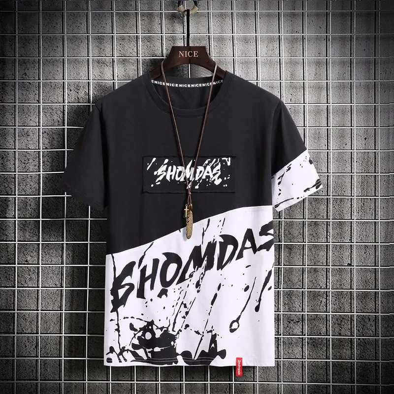 Summer Cotton Men's T-Shirt Loose Large Size Round Neck Pullover Half Sleeve