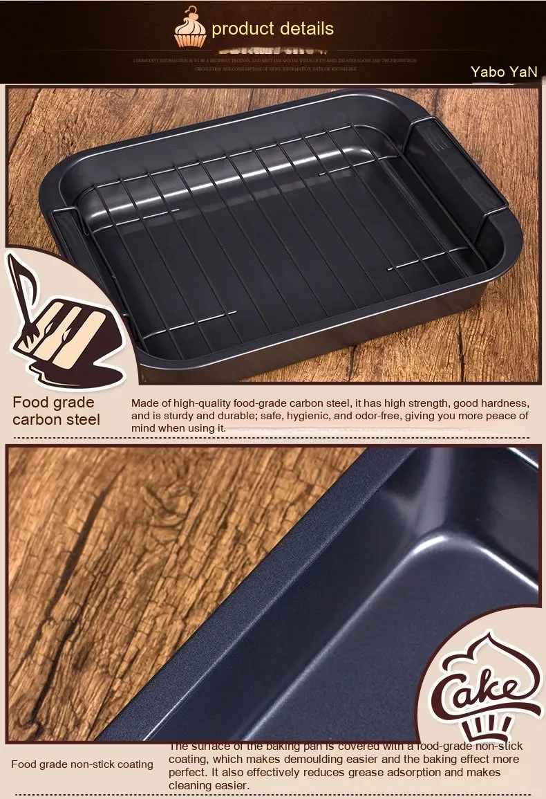 Deep Rectangular Non-stick Bakeware With Rack Non-stick Grilled Fish Pizza Baking