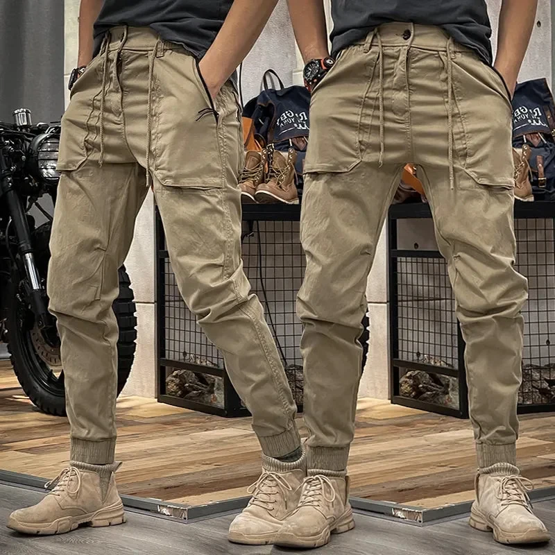 2023 Spring Men's Slim Cargo Biker Pants