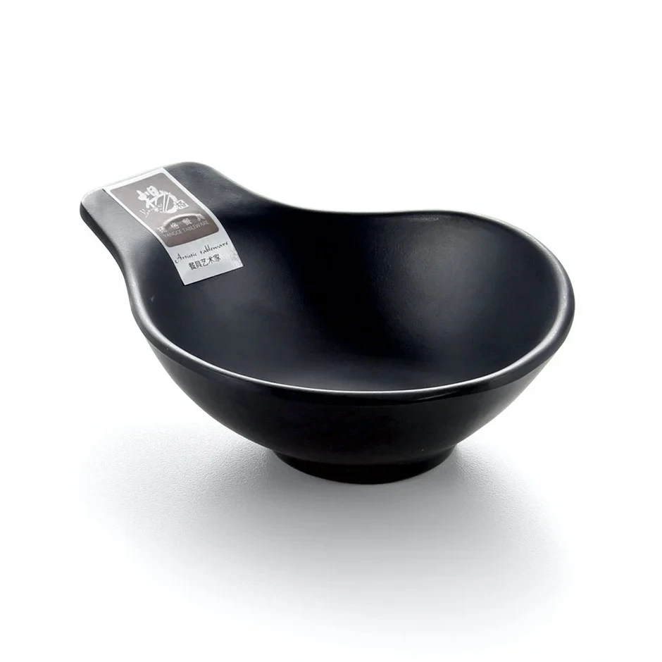 Melamine Sauce Dish with Handle Black 5.5"