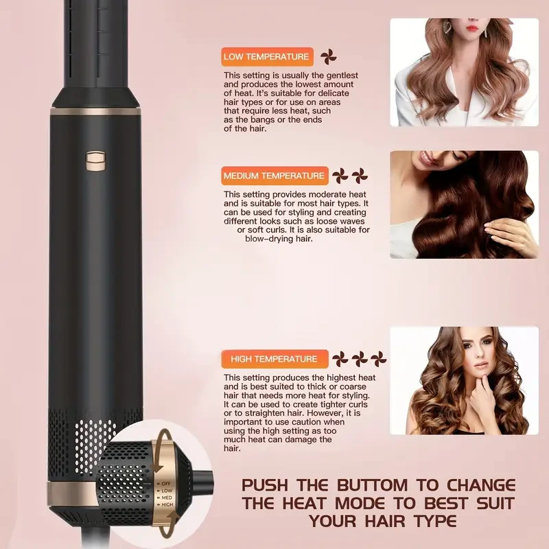OKWRAP 5-in-1 Hot Air Styler Brush  Versatile Hair Tool for Straightening, Curling, and Styling