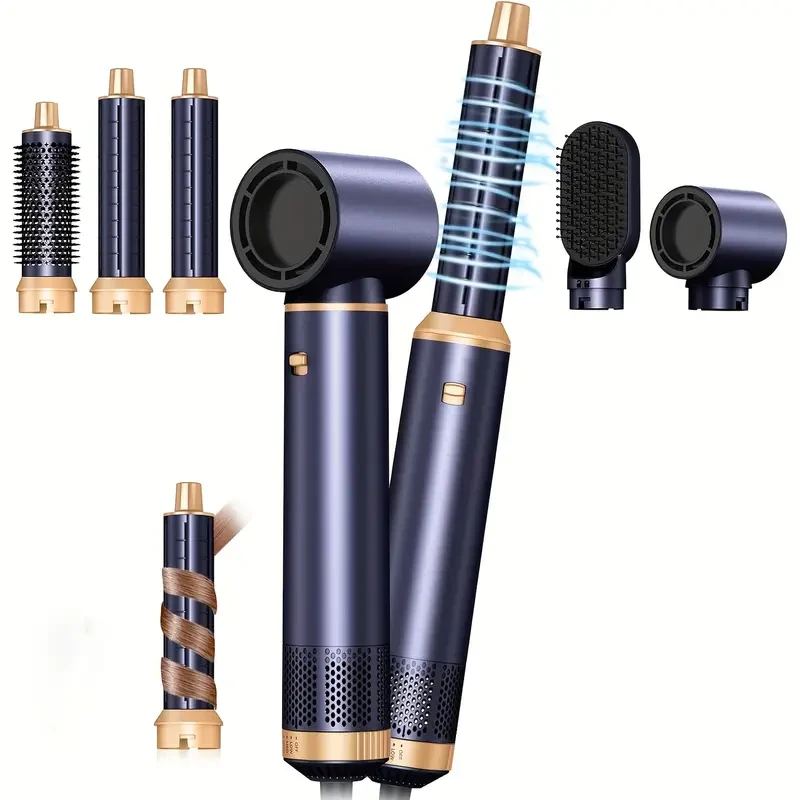 OKWRAP 5-in-1 Hot Air Styler Brush Versatile Hair Tool for Straightening, Curling, and Styling