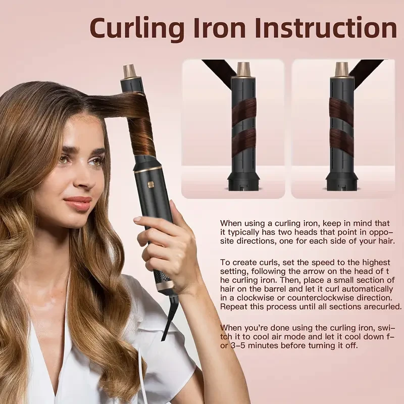OKWRAP 5-in-1 Hot Air Styler Brush Versatile Hair Tool for Straightening, Curling, and Styling