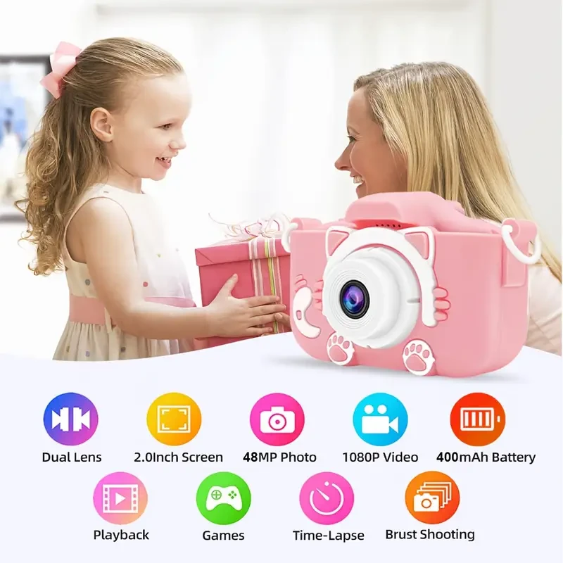 KIISDA Kids Camera 1080P HD, 48MP, Fun and Educational Gift for Young Photographers