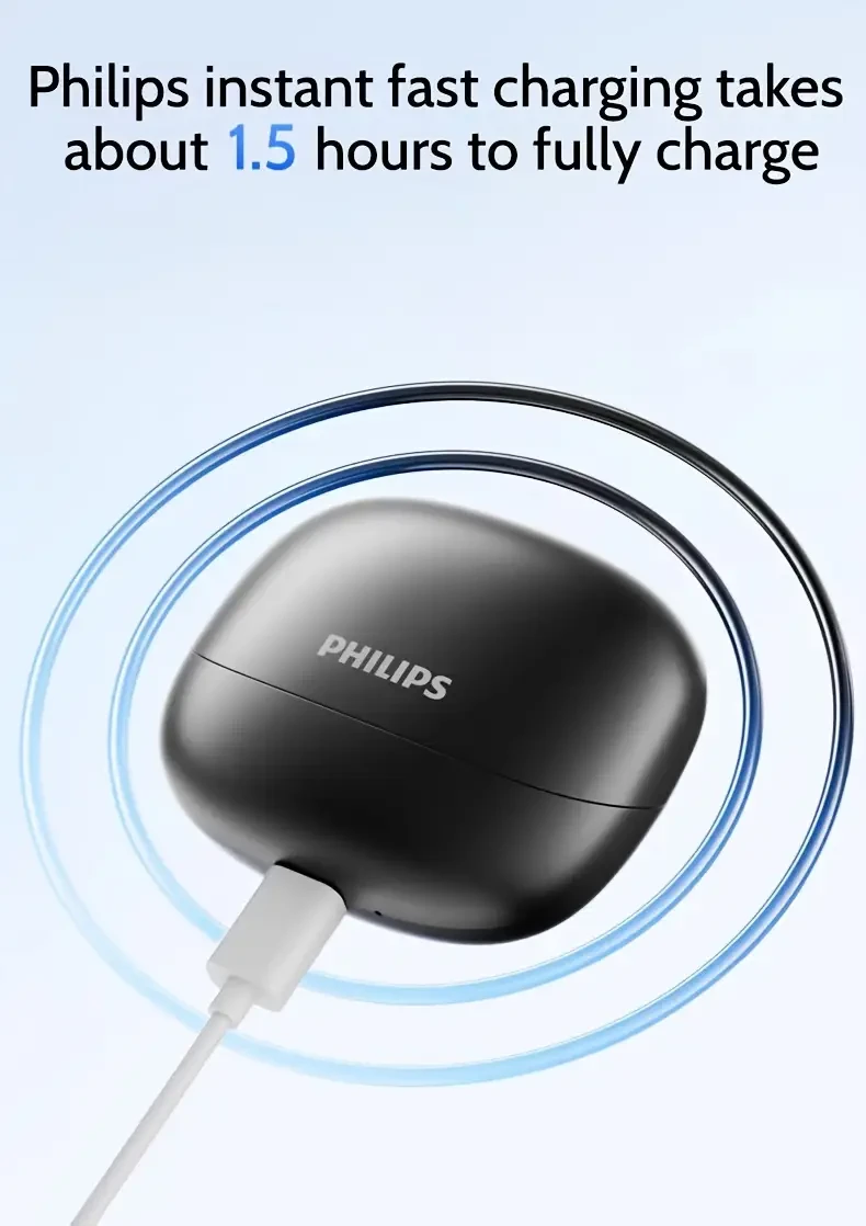Philips Wireless Earbuds with Microphone  Premium Stereo In-Ear Headphones for Sports, Gaming, and Phone Use