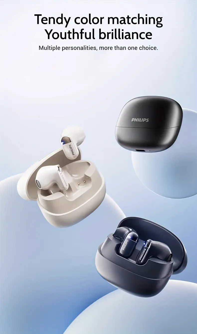 Philips Wireless Earbuds with Microphone Premium Stereo In-Ear Headphones for Sports, Gaming, and Phone Use