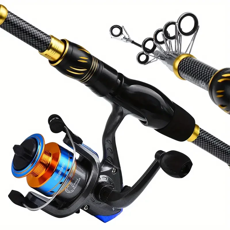 PROBEROS Complete Fishing Kit  Lightweight Spinning Rod & Reel Combo with Colorful Lures and Camo Storage Bag