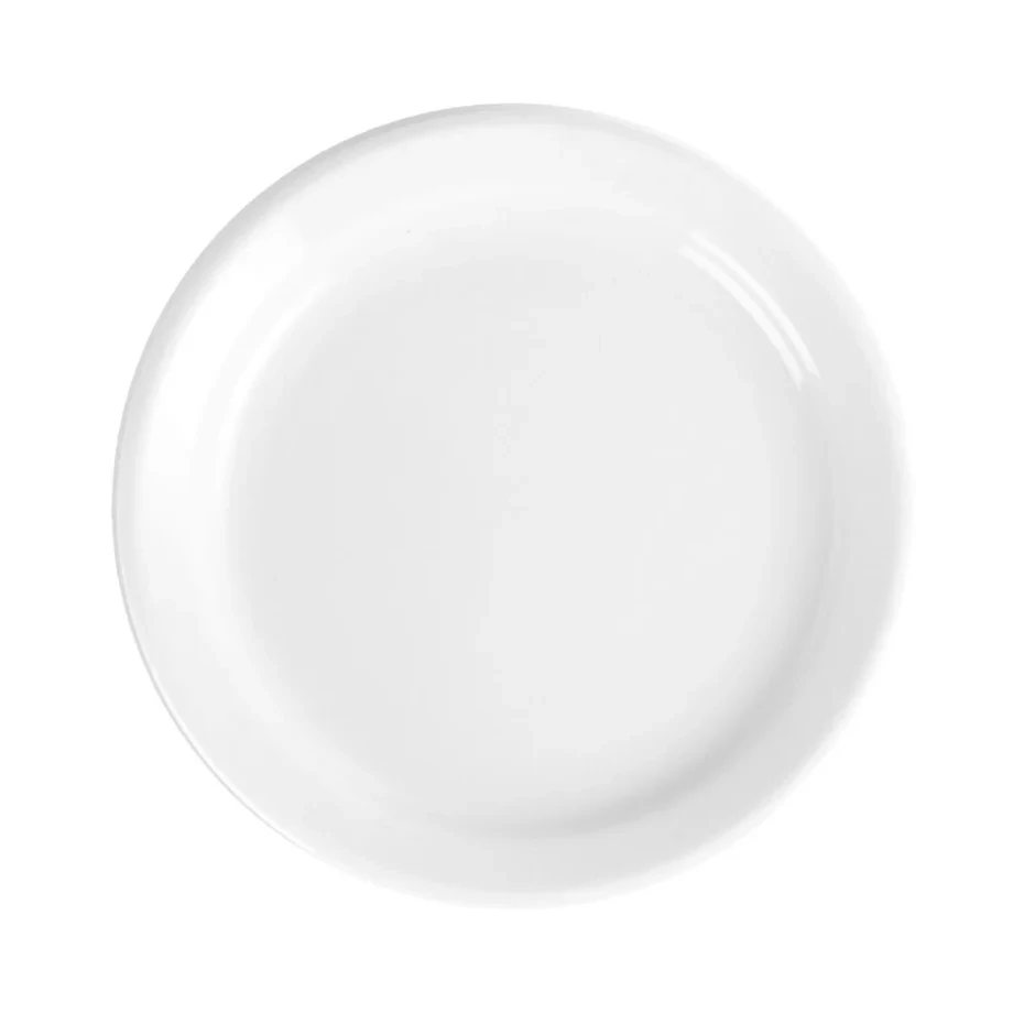 Crockery Plate Round Thick Rim White 8.5"