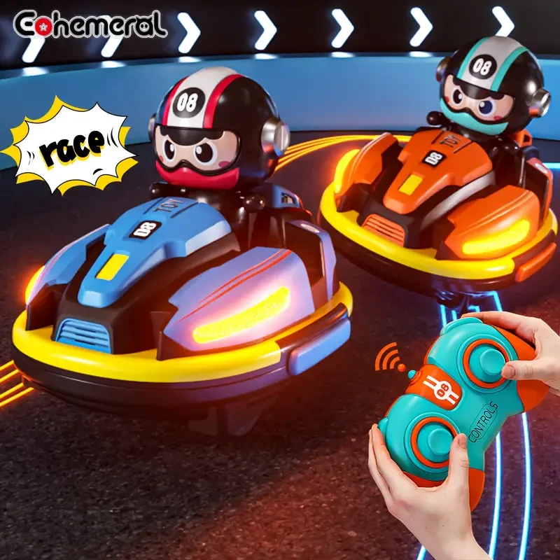 EOHEMERAL Remote Control Drift Stunt Bumper Car Two-Person Racing Toy with Music & Lights