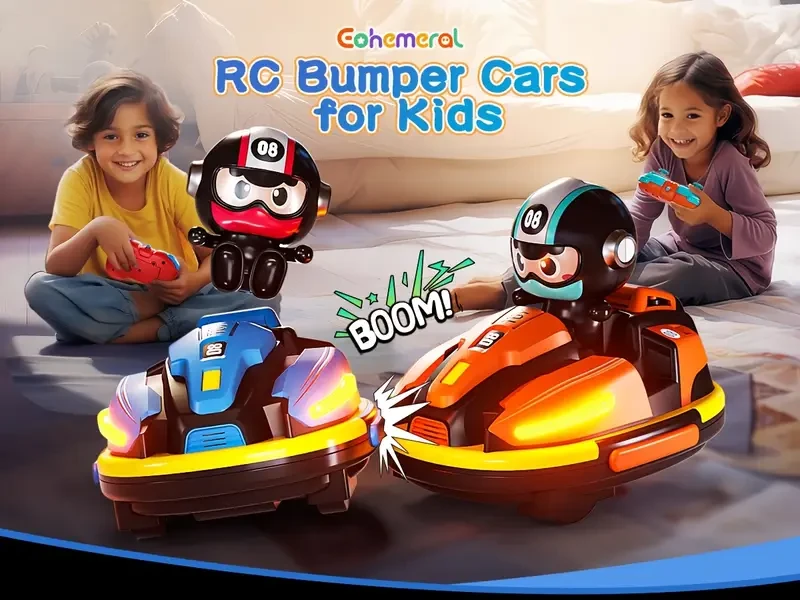EOHEMERAL Remote Control Drift Stunt Bumper Car  Two-Person Racing Toy with Music & Lights