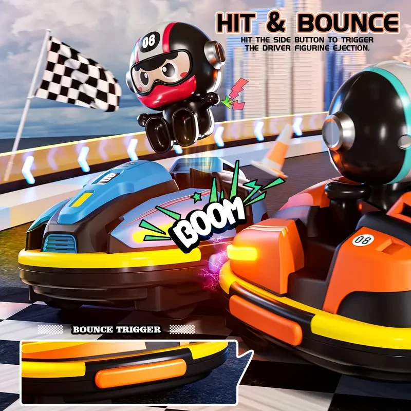 EOHEMERAL Remote Control Drift Stunt Bumper Car Two-Person Racing Toy with Music & Lights