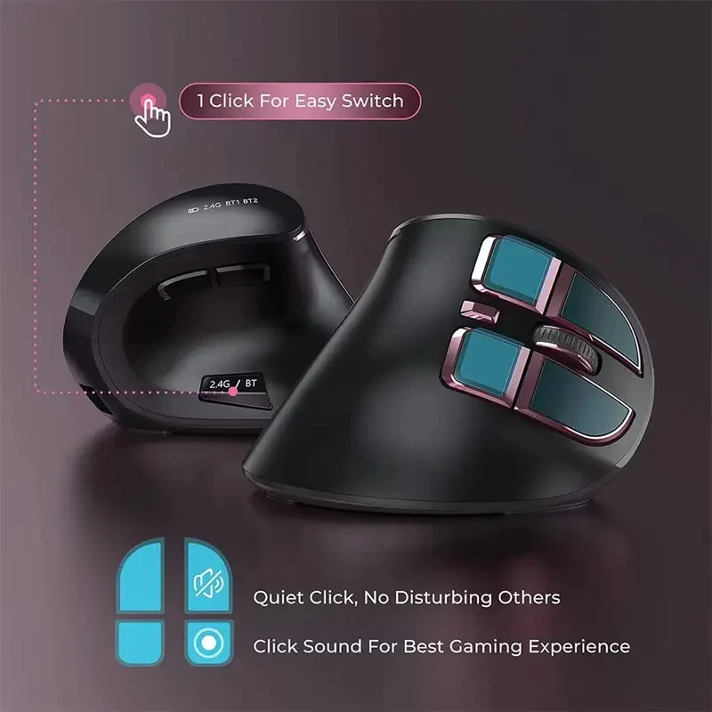 JOMAA Wireless Vertical Mouse Dual Mode Rechargeable Ergonomic Laser Mouse