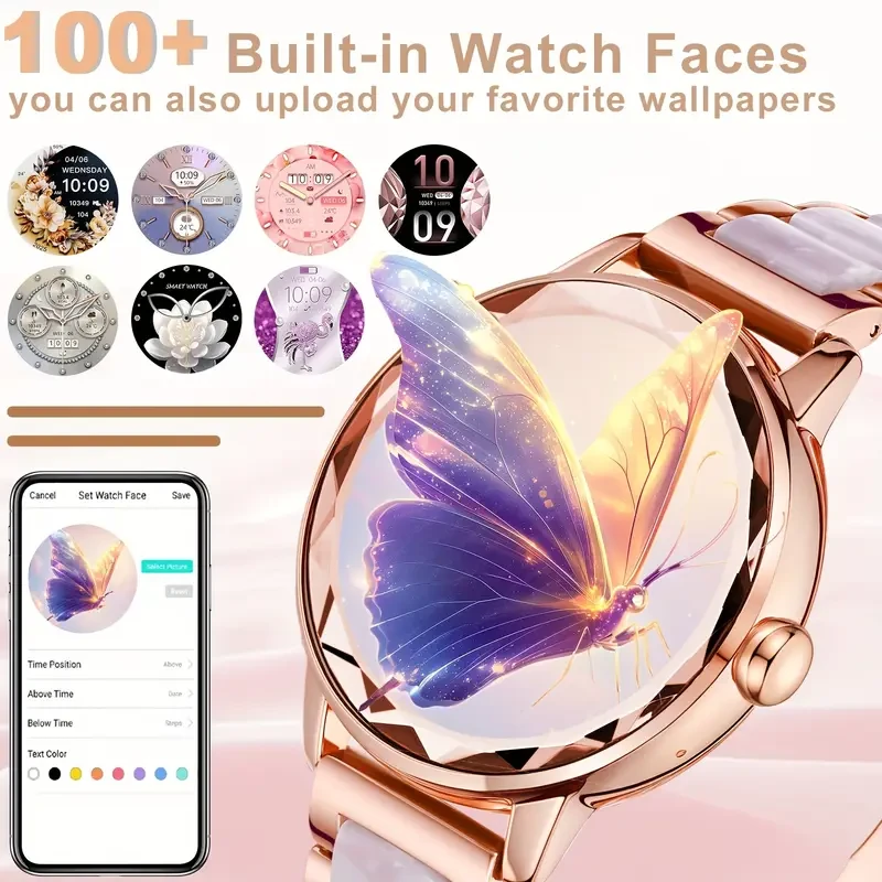 RESOPINDA 2025 Womens Smartwatch Elegant Design with Health Tracking & Wireless Calling (Golden)