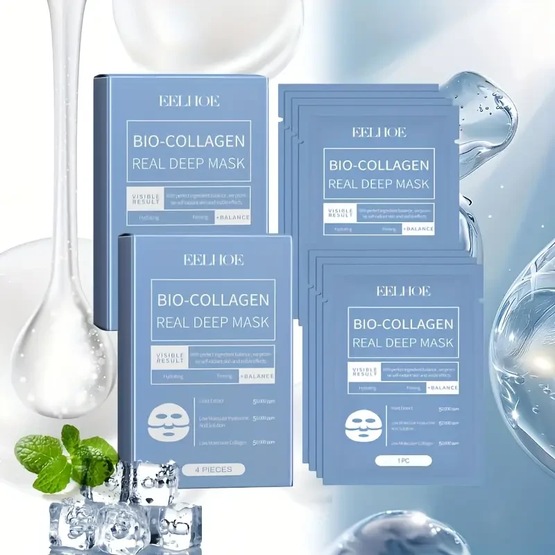 EELHOE Bioc Collagen Brightening Mask (Overnight) 2 Boxes / 8 pcs, Deep Hydration Water-Gel