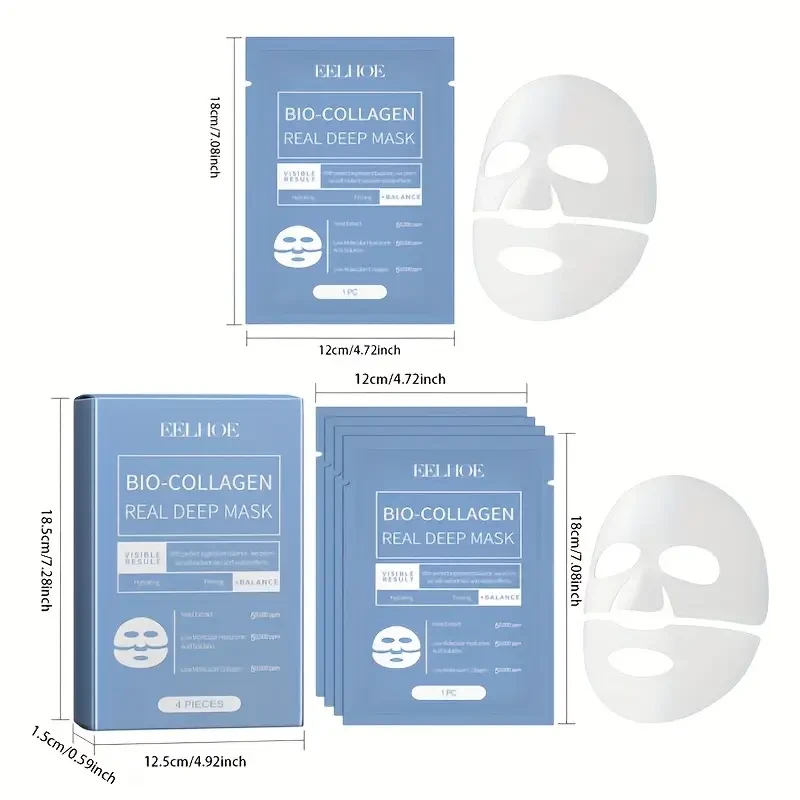 EELHOE Bioc Collagen Brightening Mask (Overnight) 2 Boxes / 8 pcs, Deep Hydration Water-Gel
