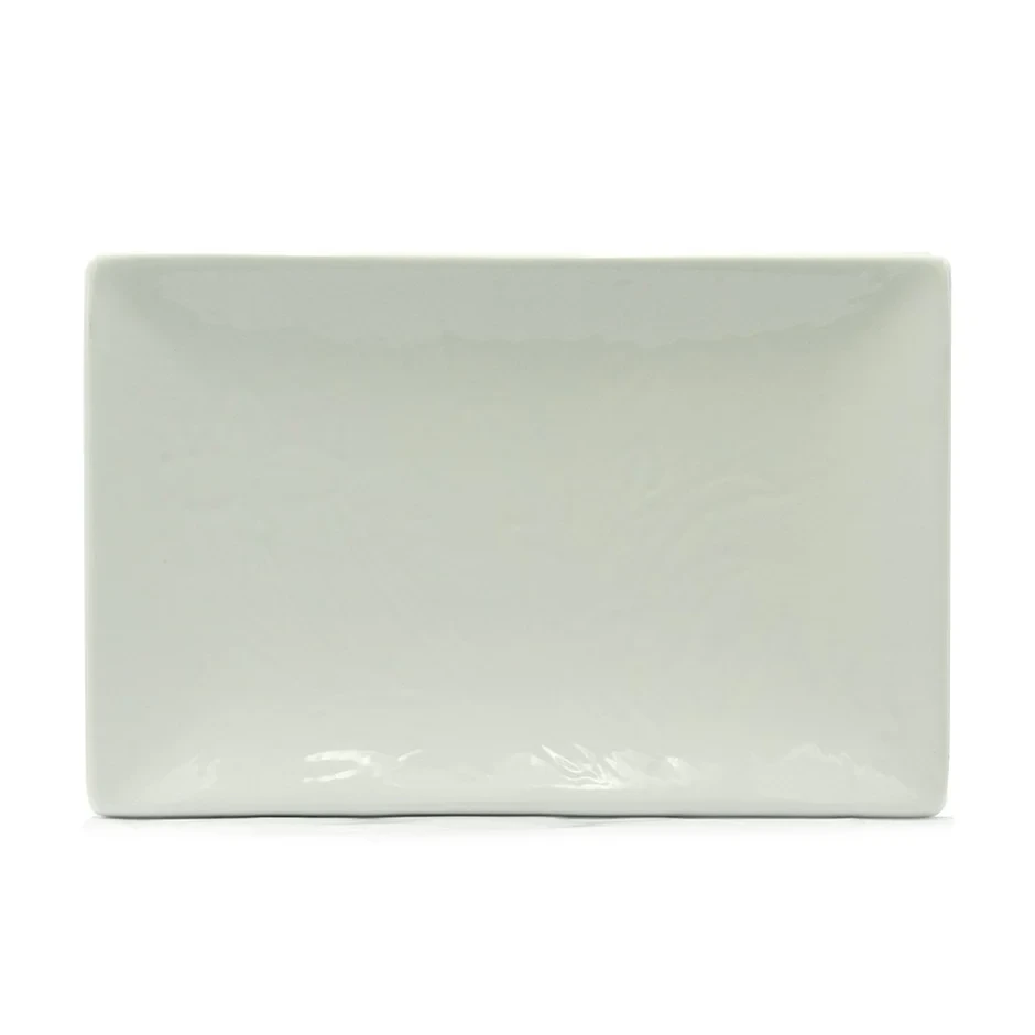 Crockery Rectangle Platter Wide Edge White 14"