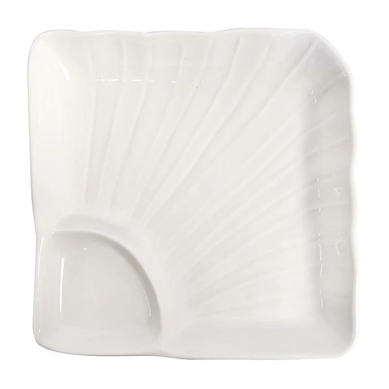 Crockery Square Plate with Sauce Compartment 8"