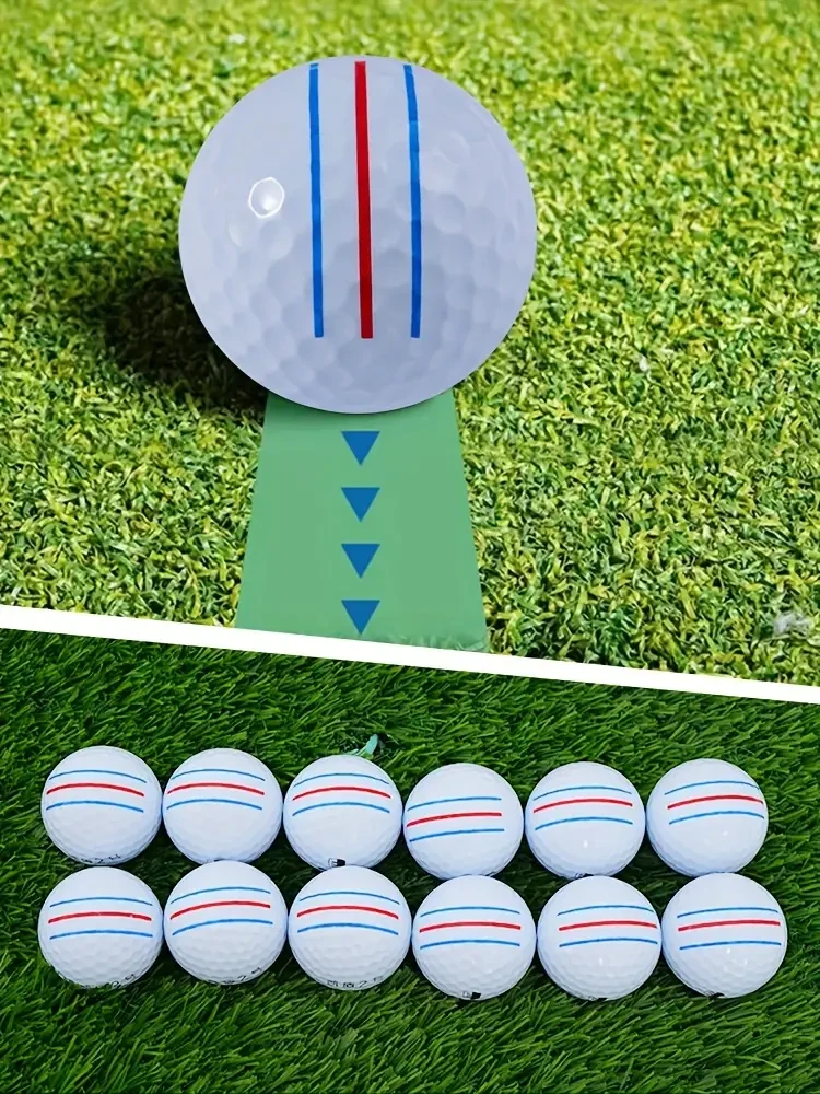 Caiton Double-Layer Distance Golf Balls with Auxiliary Alignment Line (3/6/12 Pack)  High Rebound Practice Balls, White