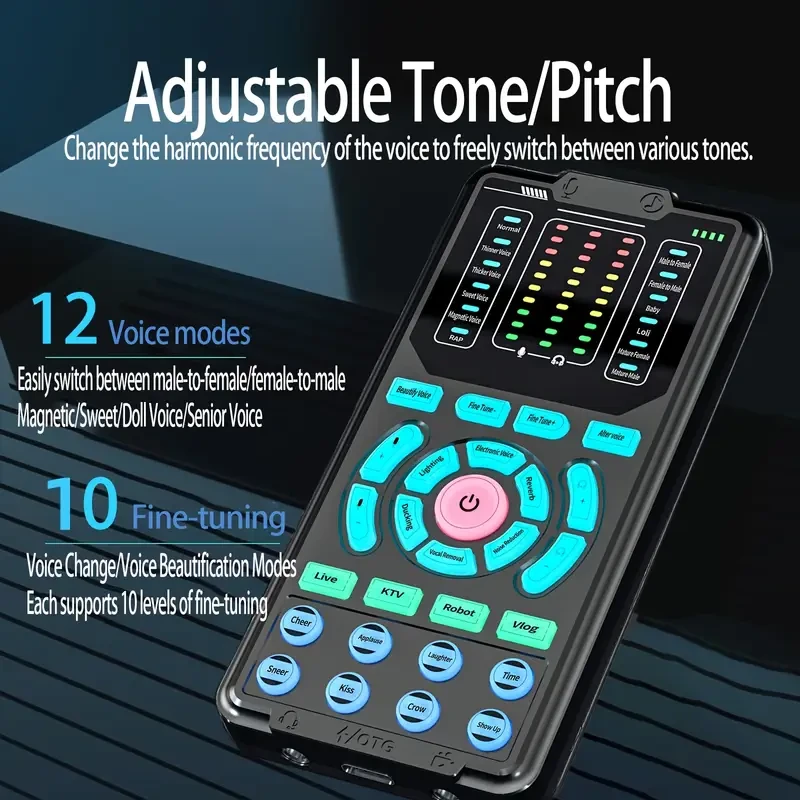 G9 Portable Sound Card Voice Changer 16 Voice Modes, Stereo Output, Earphones Included (Smartphone/PC/Xbox/PS5)