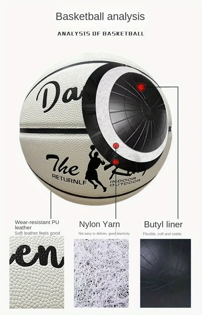 HOMEFISH Luminous Basketball PU Soft Leather, Outdoor Non-Slip & Wear-Resistant Design