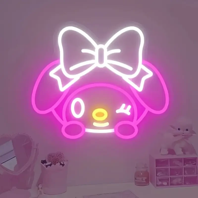 For My Melody Neon Wall Light USB-Powered Pink Bow LED Lamp (Sanrio) Sweet, glowing charm for any NZ bedroom