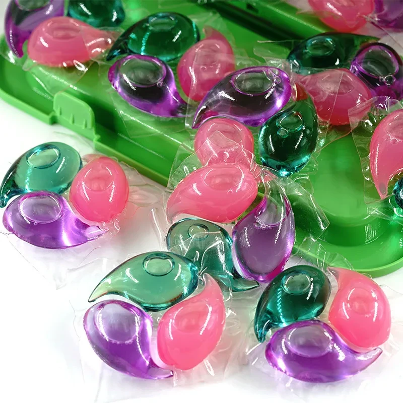Concentrated enzyme three-chamber laundry beads box