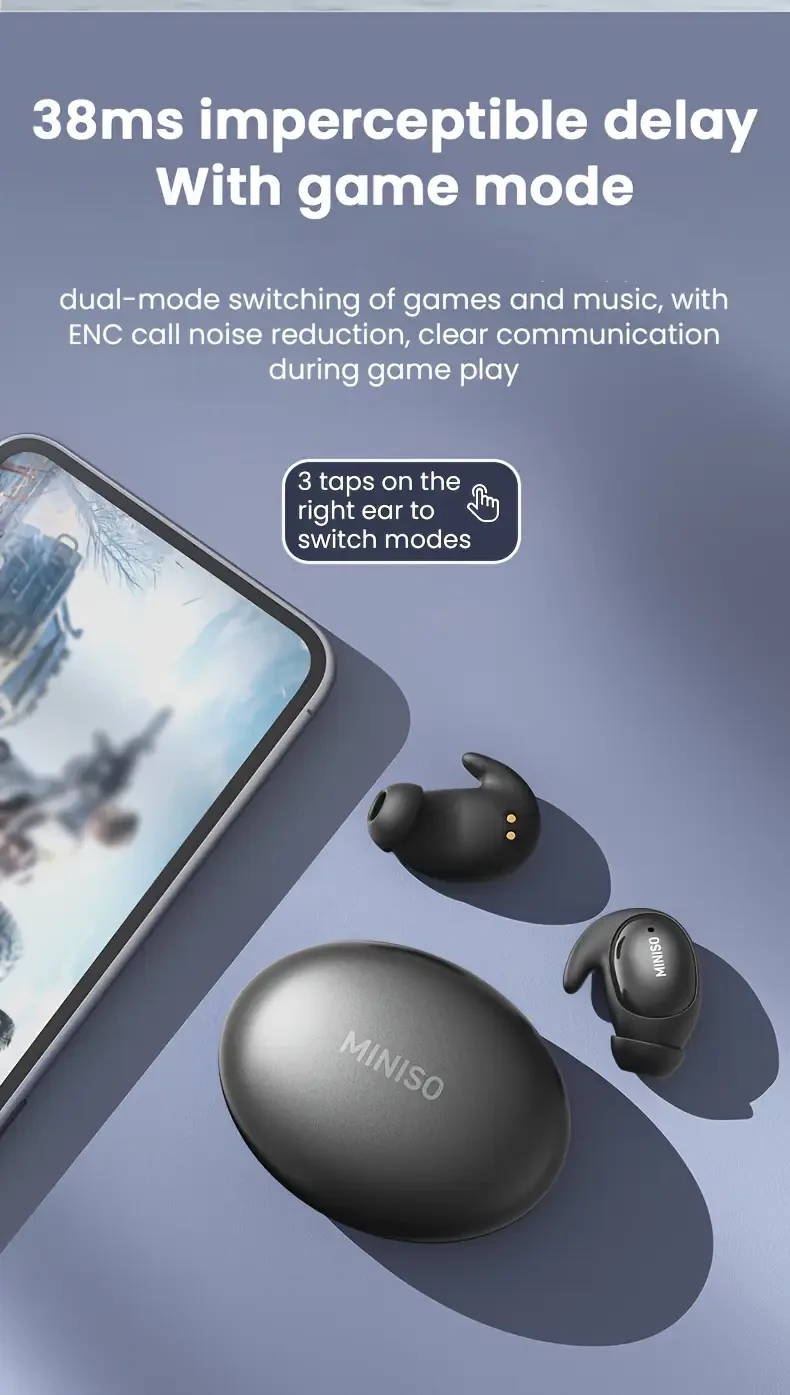 MINISO MS153 Mini Sleeping Earbuds Low-Profile, Cozy Fit with Noise Reduction & Translation Assist