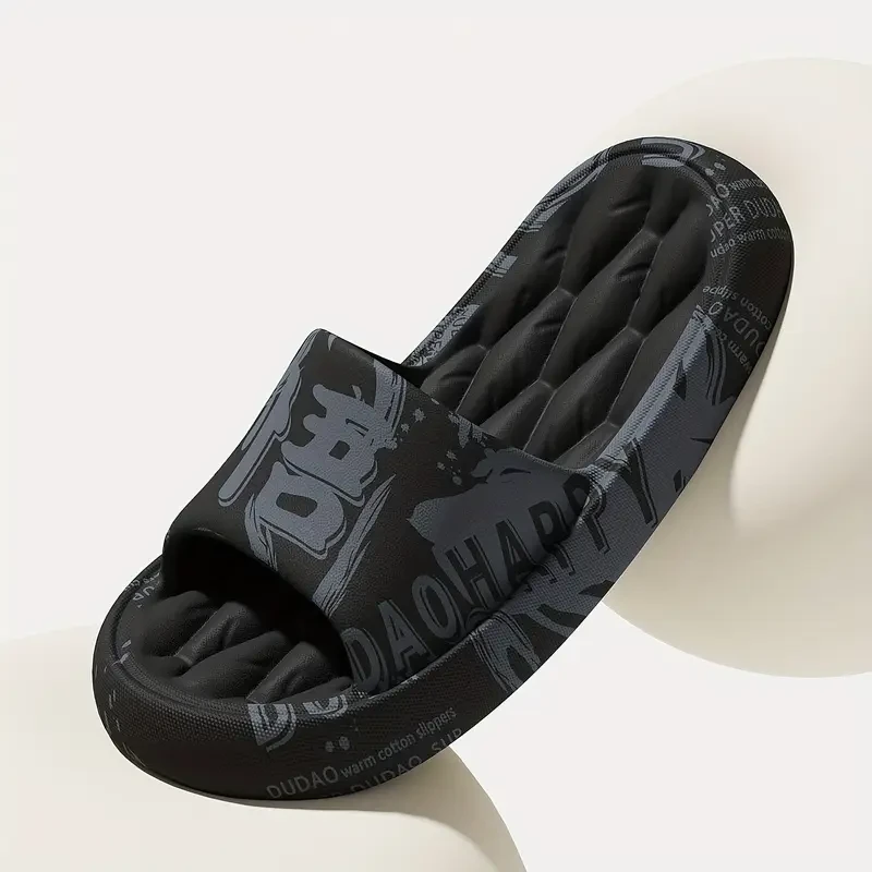 FZT Mens Graffiti Slides Soft EVA Comfort with Playful Black & White Style
