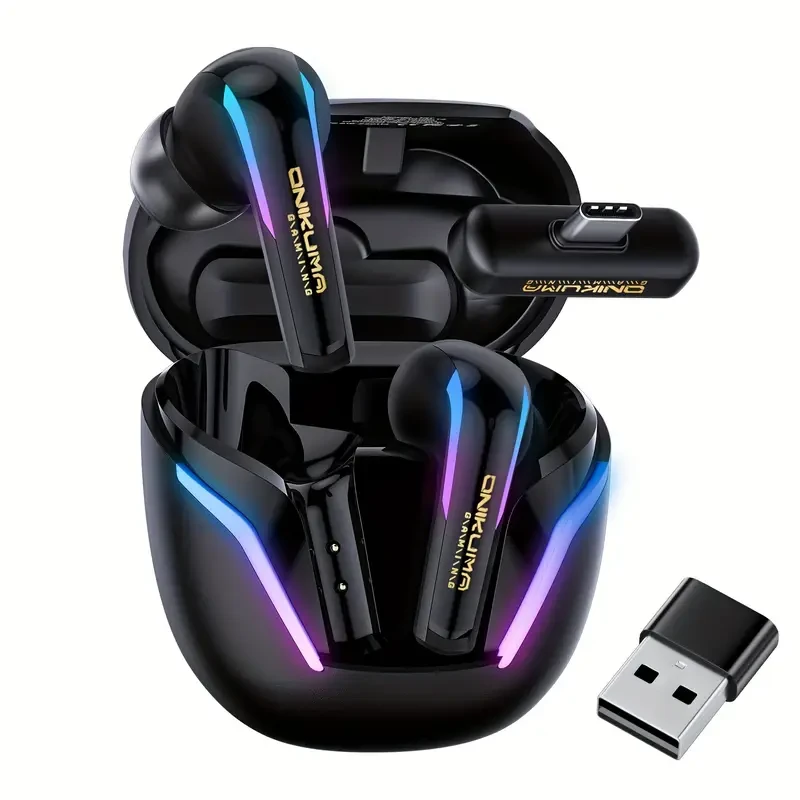 ONIKUMA White Gaming & DJ Headphones Dual-Mode Wireless, GRB Lighting, Noise-Cancelling Mic