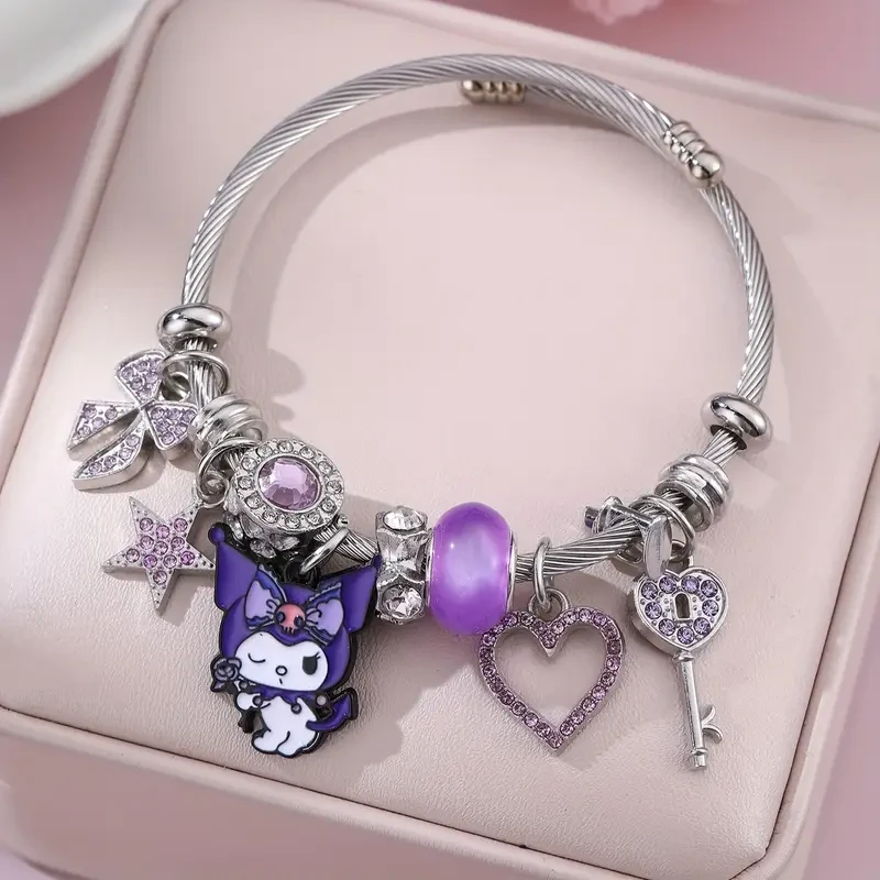Sanrio Pink LOVE Bracelet Hello Kitty & Kuromi Cute Cartoon Wristband