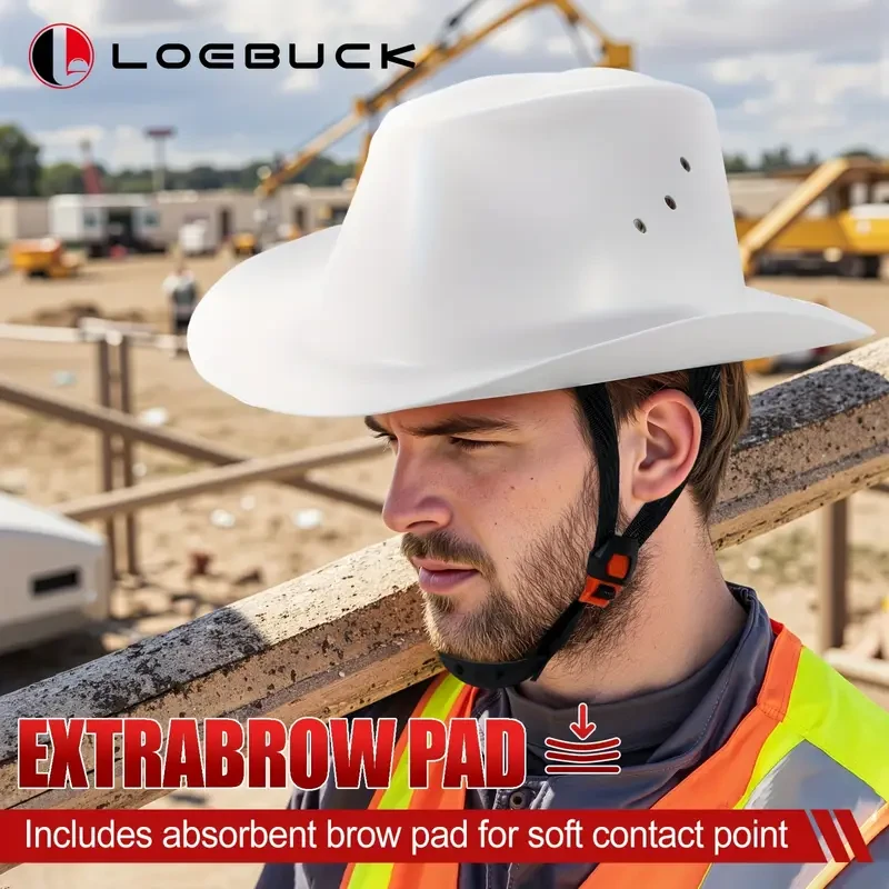 LOEBUCK Western-Style Hard Hat with Black Visor Tough, Comfortable & Windproof