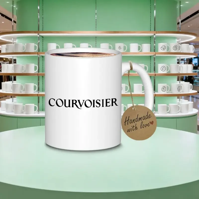 1pc Courvoisier Logo Ceramic Coffee Mug Stylish French Design Tea/Coffee Cup for Office and Gifts