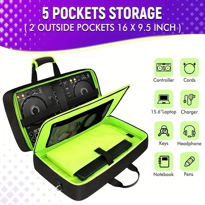 Halloween DJ Controller Case for DDJ-FLX4/DJ 400/DDJ-REV1  Padded DJ Controller Bag with Laptop & Cable Storage