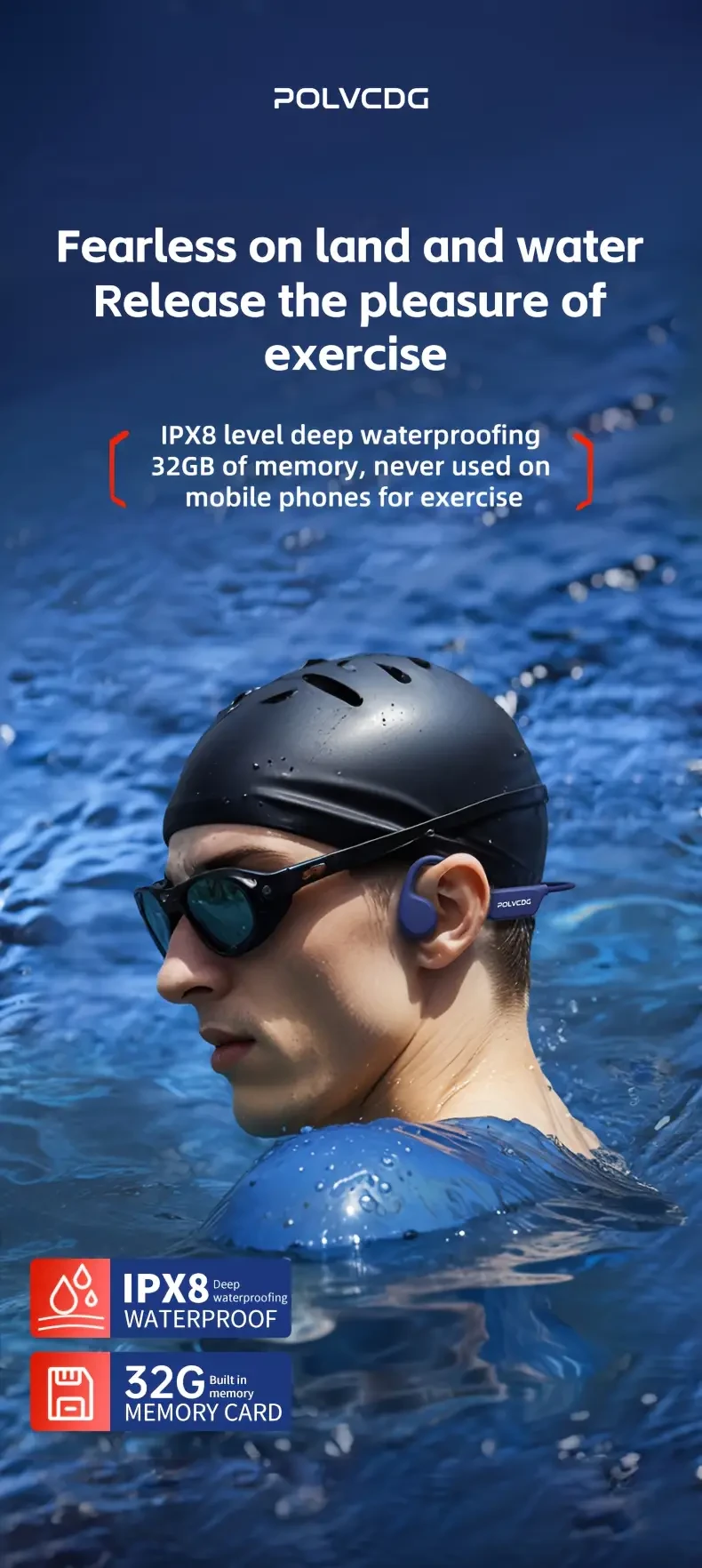 POLVCDG Audio 2024 New X7 Wireless Bone Conduction Headphones  Perfect for Active Lifestyles