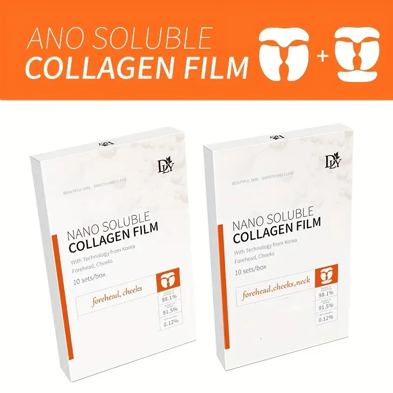 Soluble Collagen Film Korean Tech Hypoallergenic Sheet for Forehead & Cheeks with Moisturizing Hydration