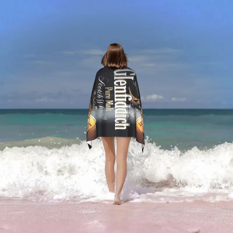Glenfiddich-Branded Microfiber Quick-Dry Towel Luxury Accessory for Swimming, Travel, and Beach Days