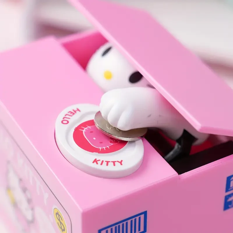 Sanrio Hello Kitty & Kuromi Cute Cat Bank Coin Storage Creative Money-Stealing Design for Office, Desk, and Home