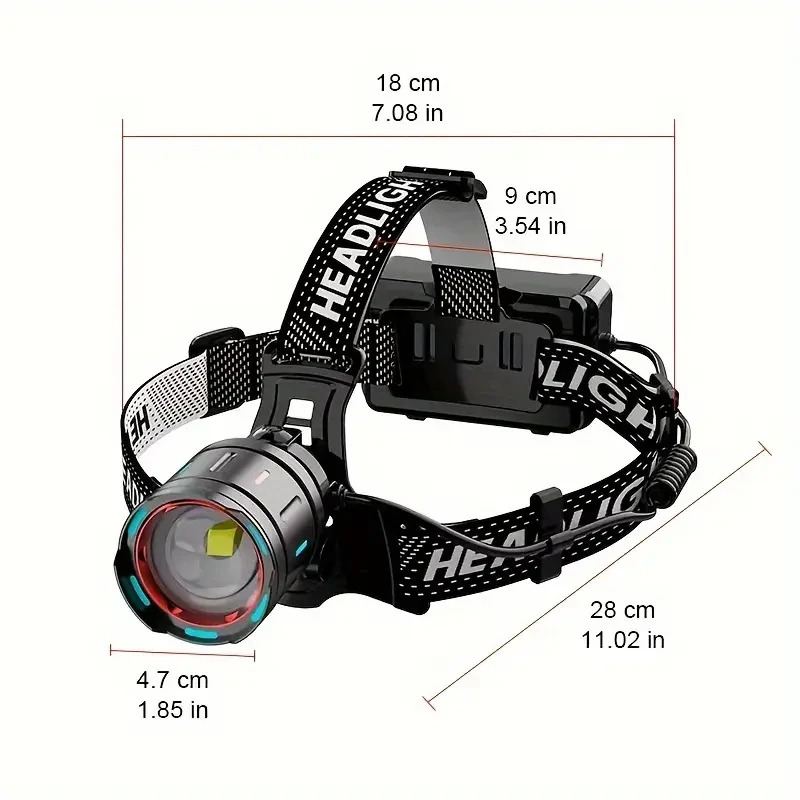2025 Most Powerful LED Headlamp  5000LM High Brightness, Rechargeable, with 3 Modes for Work, Camping, and Outdoor Adventures