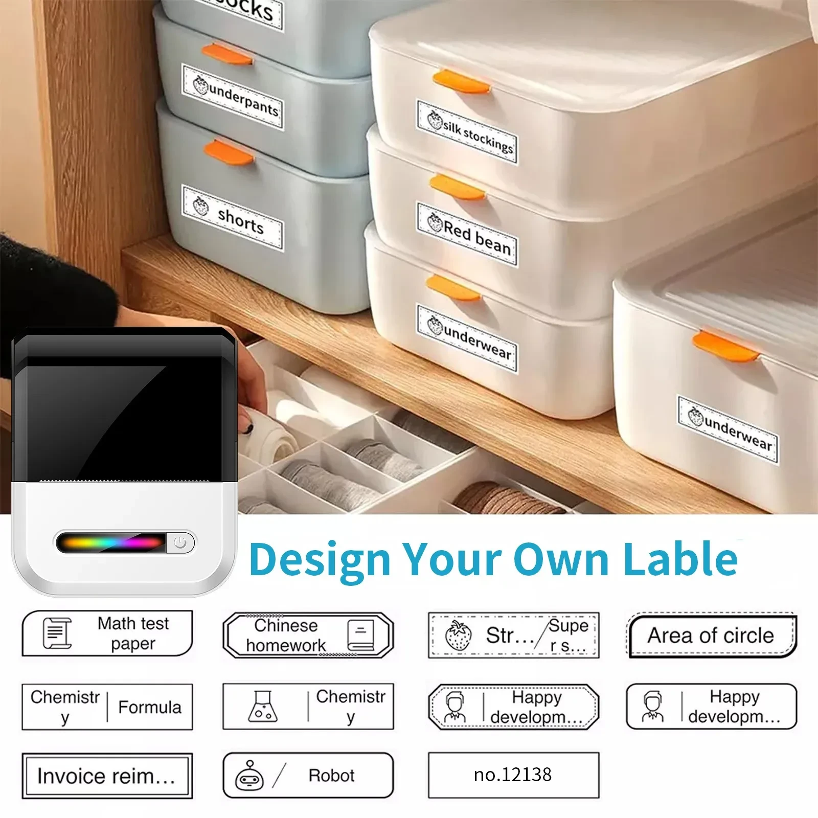 U1 Self-Adhesive Compact Portable Wireless Bluetooth Thermal Printer Pocket Mini Label Maker