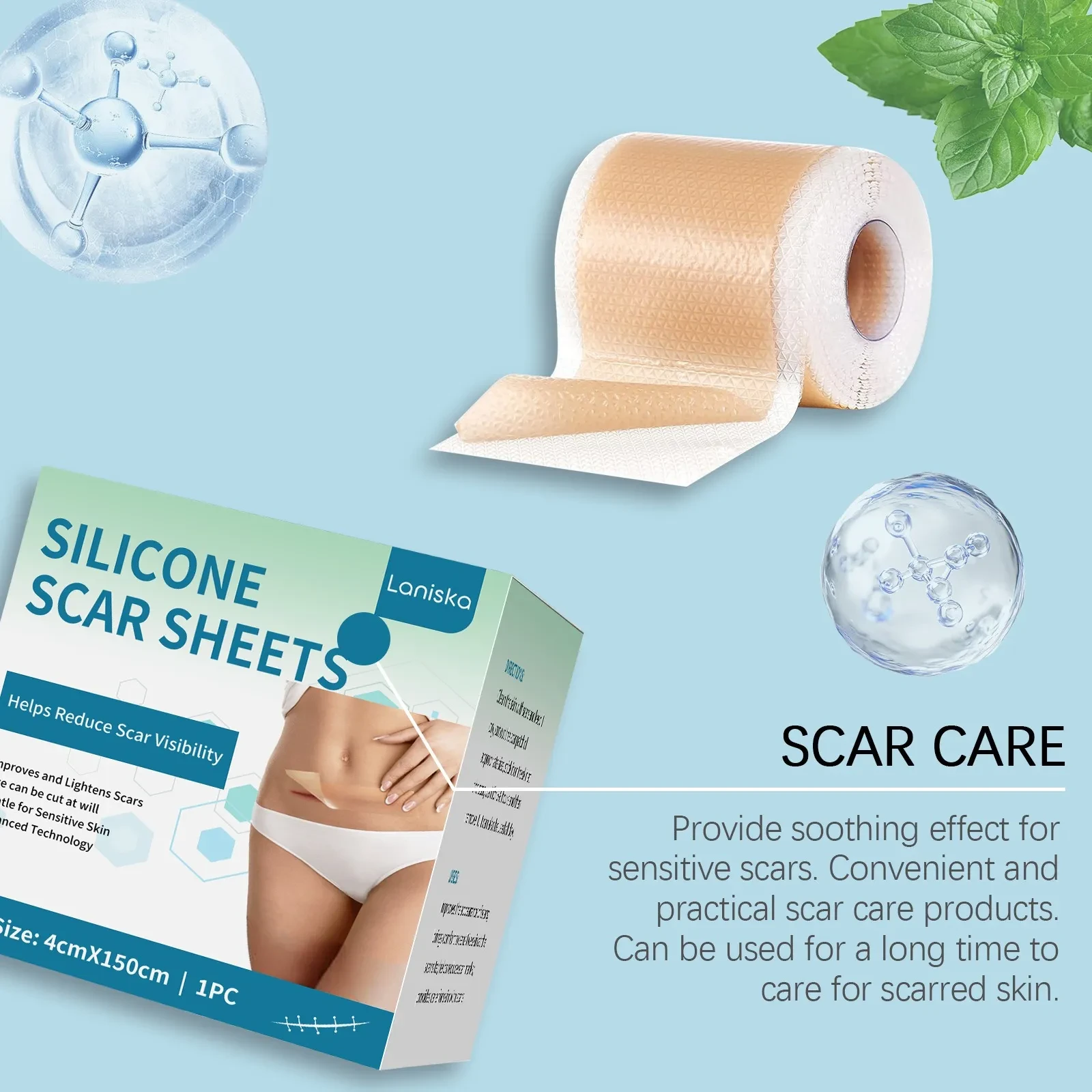 Silicone Care Patches Silicone Scar Sheets Daily Gentle Care Conforms To Body Skin Smooth, Breathable, Comfortable, Nourishing