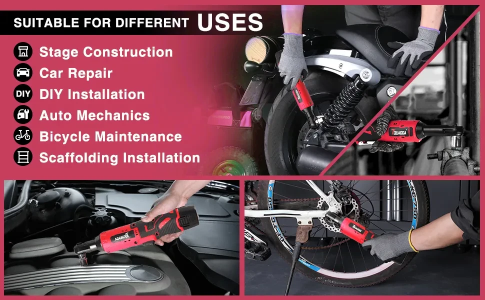 TQUAGGA Cordless Electric Ratchet Wrench Set, 12V, 45ftlbs,Variable Speed Power Ratchet Wrench,with Batteries2,Automotive Repair Tools, Electric Tools Cordless,Hardware,Impact,Heavy Duty